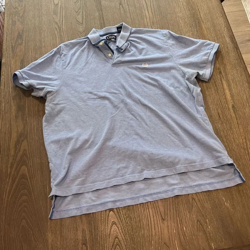 Chaps Natural Stretch Light Blue Short Sleeve Cotton Polo Size XL